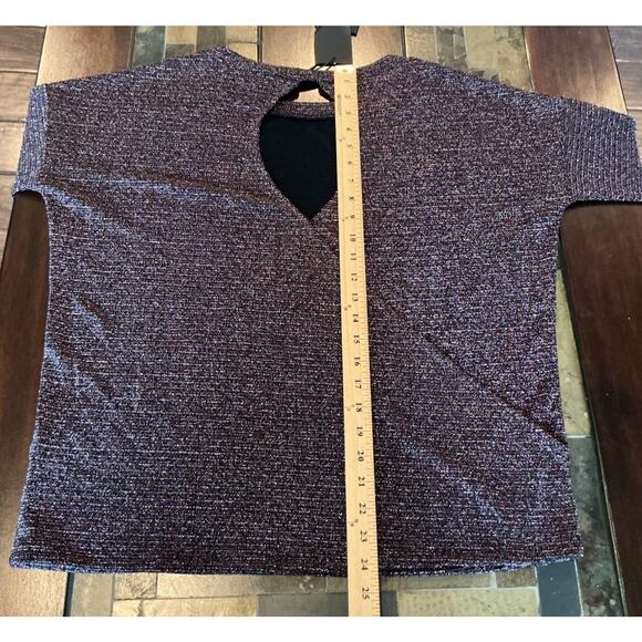 PAIGE Celeste Open Back Lurex Striped Metallic Weave Long Sleeve Shirt Large - Picture 6 of 12